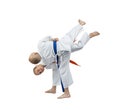 Children in judogi are training throws of judo Royalty Free Stock Photo