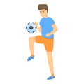 Children juggles ball soccer icon, cartoon style Royalty Free Stock Photo