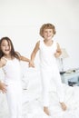 Children jumping on Bed Royalty Free Stock Photo