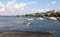 Children jumping to sea at Halic Golden Horn