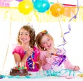 Children kid in birthday party dancing happy laughing Royalty Free Stock Photo