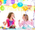 Children kid in birthday party dancing happy laughing Royalty Free Stock Photo