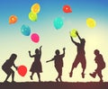 Children Kids Playing Balloons Innocence Concept Royalty Free Stock Photo