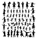 Children Kids Silhouette Big Set Royalty Free Stock Photo