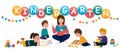 Children in a kindergarten. Group behavior concept