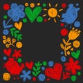 Children kindergarten pattern with flowers and birds. Kids floral vector llustration.