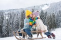 Children kissing. Outdoor kids little boy and girl kiss on winter outdoors. Royalty Free Stock Photo