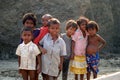 The children of the labors are playing in a brick field in West Bengal.