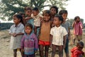 The children of the labors are playing in a brick field in West Bengal.