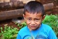 Children Laotian people posing for take photo in house