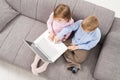 Children with laptop computer Royalty Free Stock Photo