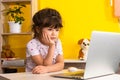 Children learn english online at home. Homeschooling and distance education for kids Royalty Free Stock Photo