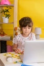 Children learn english online at home. Homeschooling and distance education for kids. Royalty Free Stock Photo