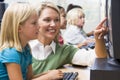 Children learn how to use computers Royalty Free Stock Photo