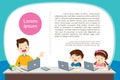 Children learning computer poster design