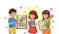 Children learning math with abacus and. Royalty Free Stock Photo