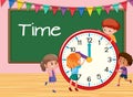 Children learning time classroom background Royalty Free Stock Photo