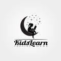 Children Learning vector logo design,kid learn Royalty Free Stock Photo