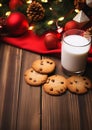 Children leaving out milk and cookies for Santa on Christmas Eve watercolor winter border Royalty Free Stock Photo