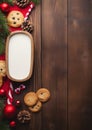 Children leaving out milk and cookies for Santa on Christmas Eve watercolor winter border Royalty Free Stock Photo