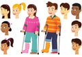 Children with leg plaster casts Royalty Free Stock Photo