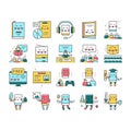 Children Library Read Collection Icons Set Vector . Royalty Free Stock Photo