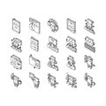 Children Library Read Collection isometric icons set vector Royalty Free Stock Photo