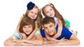 Children lie in four Royalty Free Stock Photo