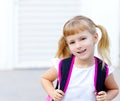 Children little girl going to school with bag