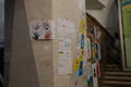 children living in the metro of the city of Kharviv make drawings of peace