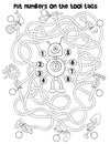 Children logic game to pass the maze. Coloring book