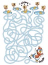 Children logic game to pass the maze. Penguin skates on ice