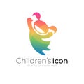 Children logo with colorful design illustration, happy kids logo Royalty Free Stock Photo