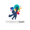 Children logo with colorful design template, babble icon
