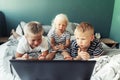 Children look at the laptop screen Royalty Free Stock Photo