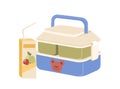 Children lunch box with healthy meal and drinks for eating at elementary school vector illustration Royalty Free Stock Photo