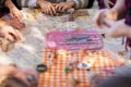 Children make clay figures by pottery