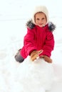 Children making big snowman Royalty Free Stock Photo