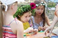 Children making clay crafts