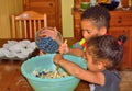 Children making muffins Royalty Free Stock Photo