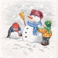 Children Making A Snowman Royalty Free Stock Photo