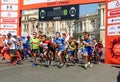 Children marathon, kids on starting line Royalty Free Stock Photo