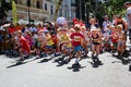 Children marathon, kids on starting line Royalty Free Stock Photo