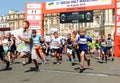 Children marathon, kids on starting line Royalty Free Stock Photo