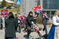 Children during the march in colorful Norwegian costumes