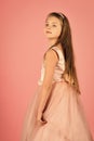 Children model. Child girl in stylish glamour dress, elegance. child in prom dress