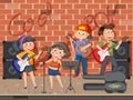 Children music band playing music instrument Royalty Free Stock Photo