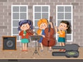 Children music band playing music instrument Royalty Free Stock Photo