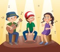 Children music band playing music instrument Royalty Free Stock Photo