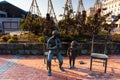 Children musician statues at Otaru canal